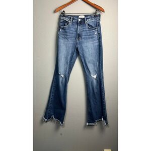 KanCan Premier High Rise Flare Distressed Raw‎ Step Hem Jeans PR1014M Size 7/27